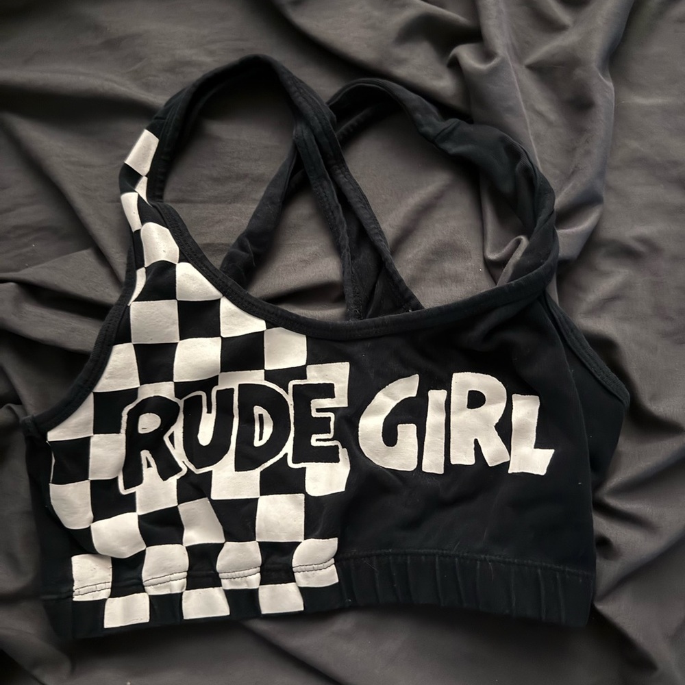 Black and White Checkered Sports Bra